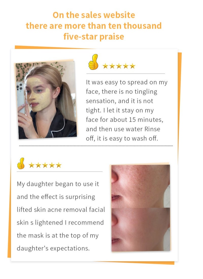 Turmeric Clay Mask,With Vitamin C& Aloe,Skin Looks Visibly Brightened,Brightens Skin,Removes Acne, Whitening, Lightening Spots 50g