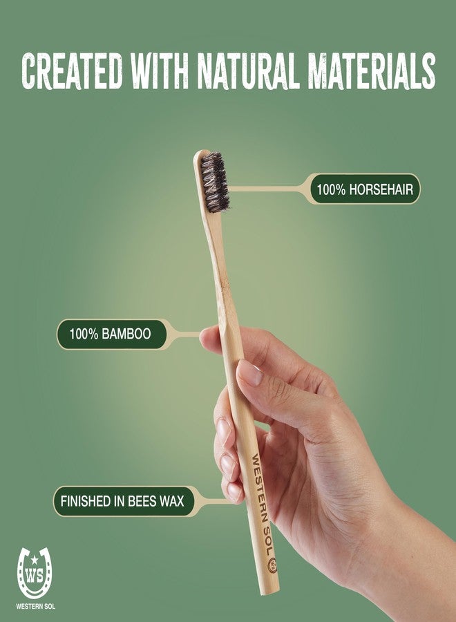 Western SOL Horse Bristle Bamboo Toothbrushes (4-Pack) – Luxury Toothbrush - Plastic-Free, Biodegradable, Eco-Friendly – No Chemicals - Image 5