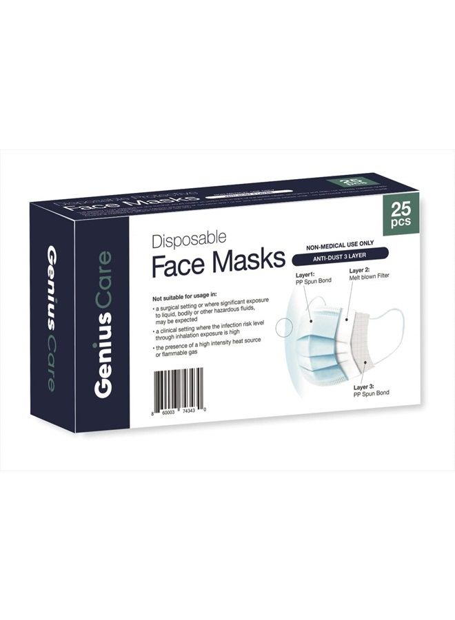 Dynarex Genius Care 3-Ply Disposable Face Masks 25 ea - Image 1