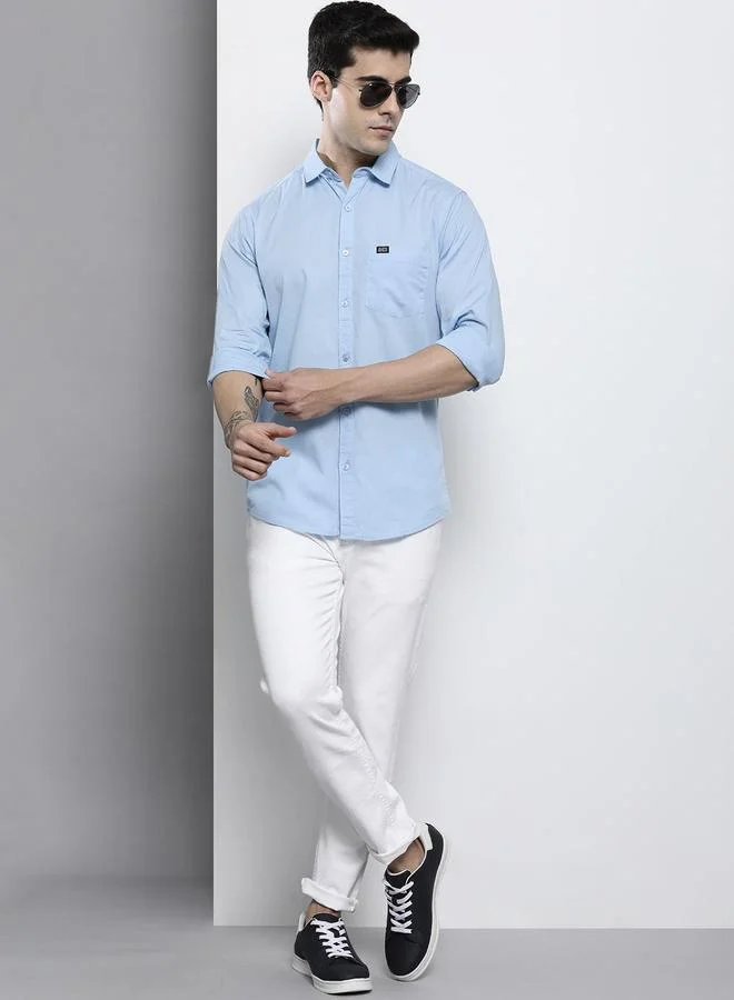 The Indian Garage Co  Men Blue Solid Casual Shirt for Men | Best Price UAE