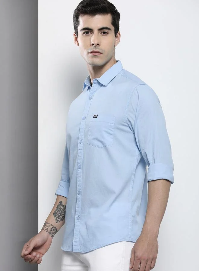 The Indian Garage Co  Men Blue Solid Casual Shirt for Men | Best Price UAE