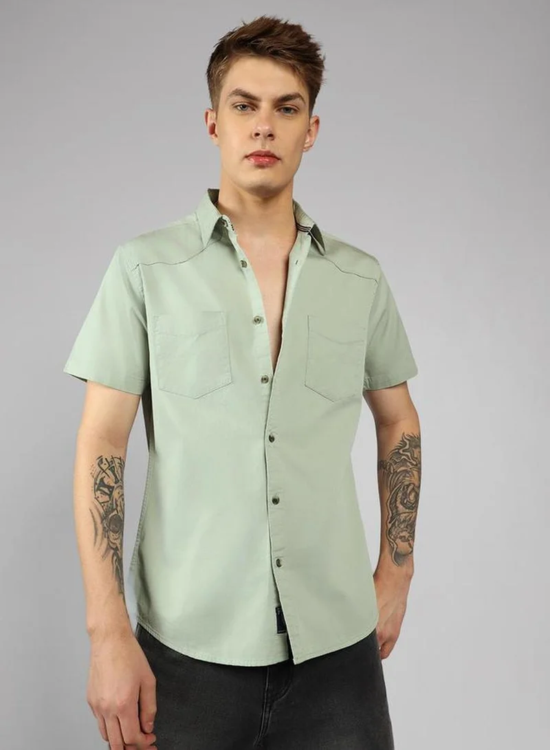 Dennis Lingo Men's Multicoloured 100% Cotton Solid Button Down Relaxed Fit Shirt