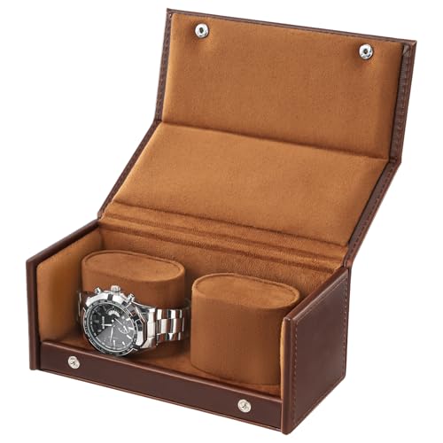 ProCase Watch Travel Case for Men Women 2 Slot Travel Watch Case with Soft Velvet Lining Shockproof Watch Box Organizer Fathers Day Gift Birthday Valentines Gifts for Women Chocolate - Image 1