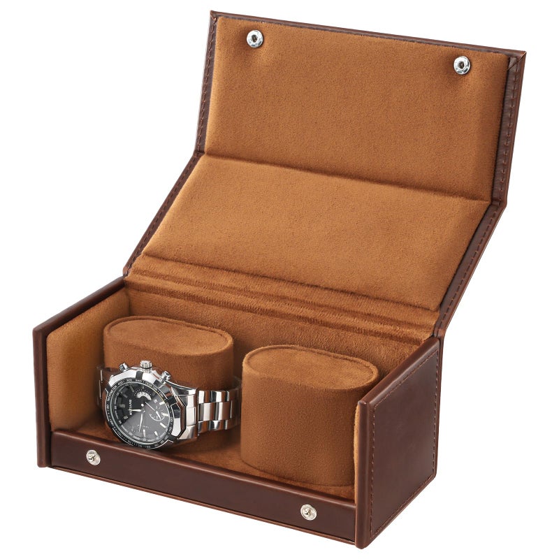 ProCase Watch Travel Case for Men Women 2 Slot Travel Watch Case with Soft Velvet Lining Shockproof Watch Box Organizer Fathers Day Gift Birthday Valentines Gifts for Women Chocolate - Image 2