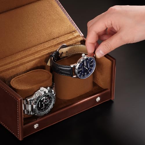 ProCase Watch Travel Case for Men Women 2 Slot Travel Watch Case with Soft Velvet Lining Shockproof Watch Box Organizer Fathers Day Gift Birthday Valentines Gifts for Women Chocolate - Image 3