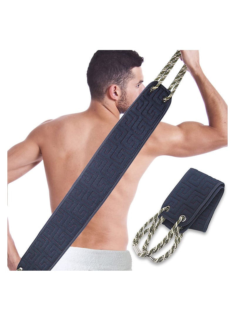 SOLARAE Exfoliating Back Scrubber for Shower Double-Sided Back Scrub Washcloth with Handles 38 Inches Body Exfoliator Bath Tool to Clean Your Body Deeply for Men & Women Skin Care - Image 1