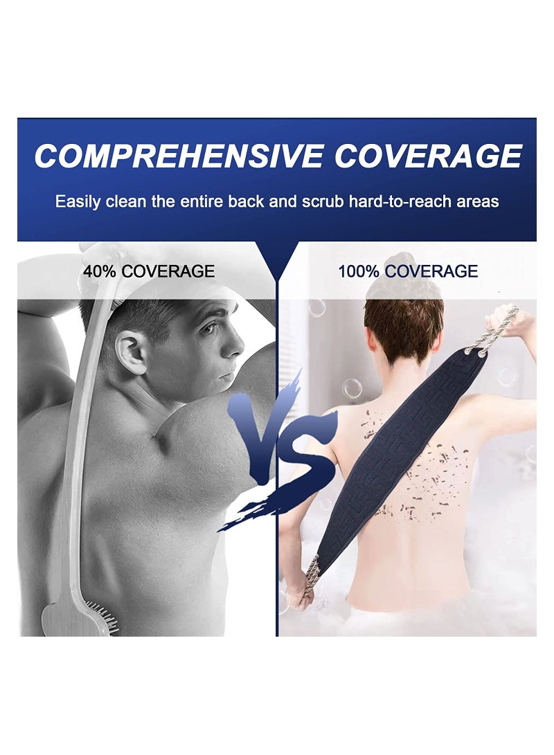 SOLARAE Exfoliating Back Scrubber for Shower Double-Sided Back Scrub Washcloth with Handles 38 Inches Body Exfoliator Bath Tool to Clean Your Body Deeply for Men & Women Skin Care - Image 2