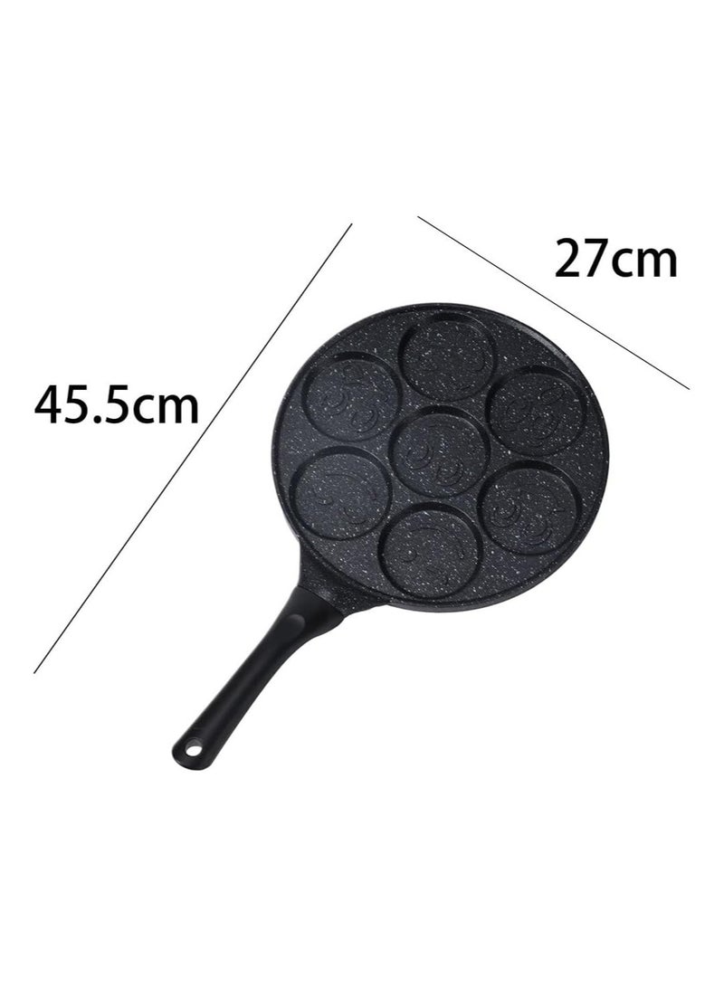 صينية بانكيك مانعة للالتصاق، صينية بانكيك 7 وجوه مبتسمة، صينية فطائر، صينية كريب بمقبض ناعم الملمس للأطفال، 10.5 بوصة لمواقد الغاز - Image 3