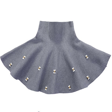 Girls Tulle Tutu Skirt 2024 Spring/Fall Korean Short Style Knitted Cute Gray handmade plum blossom 