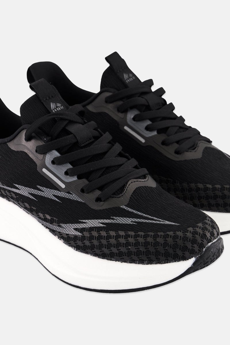 RBX Women Mesh Lace Up Running Shoes, Black  - Image 3