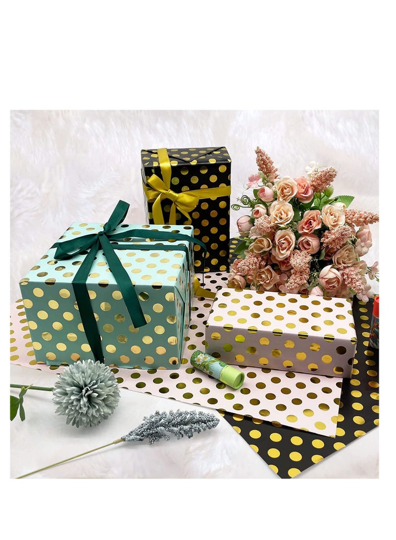 KASTWAVE Gift Wrapping Paper Elegant Gold Foiling Dots Coated for Birthday Holiday Wedding Baby Shower Pack of 6 sheet - Image 3