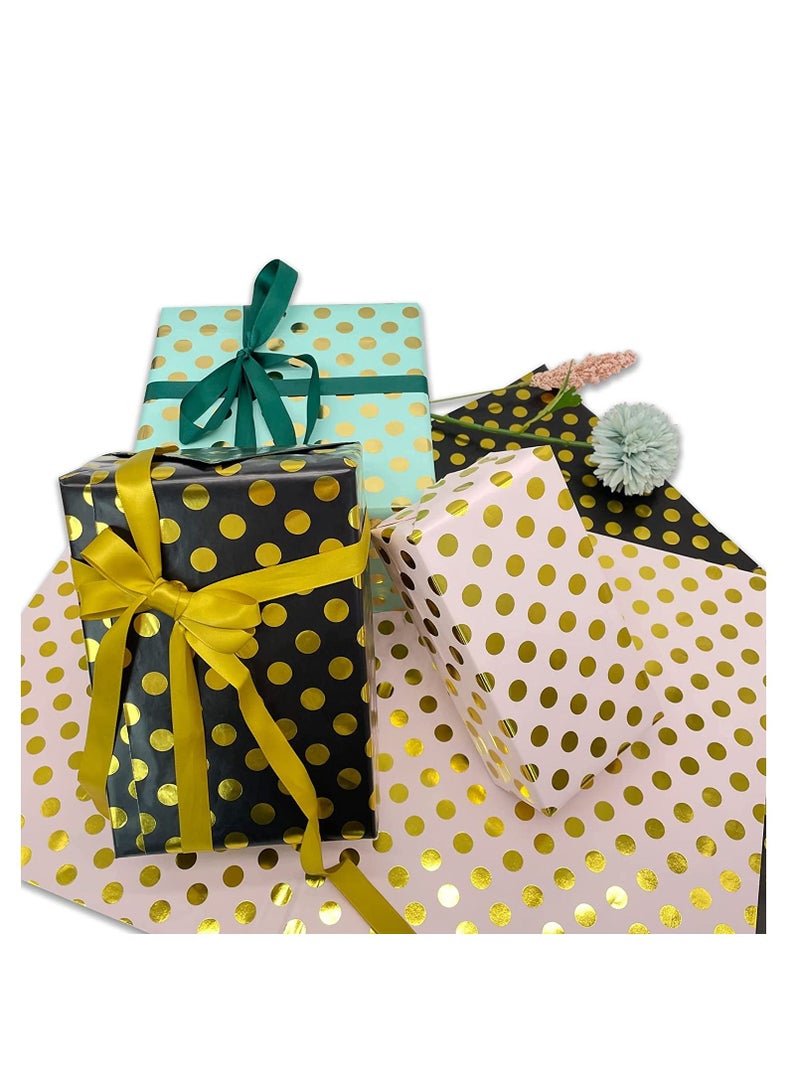 KASTWAVE Gift Wrapping Paper Elegant Gold Foiling Dots Coated for Birthday Holiday Wedding Baby Shower Pack of 6 sheet - Image 2