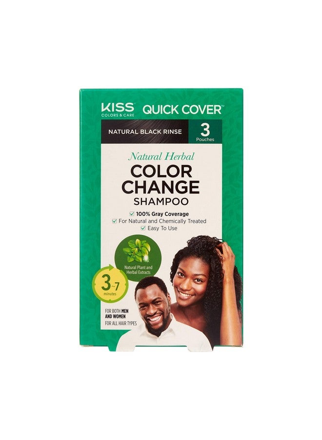 Red by Kiss KISS Quick Cover Natural Herbal Color Change Shampoo 3 Pouches (3 PACK, Natural Black) - Image 2