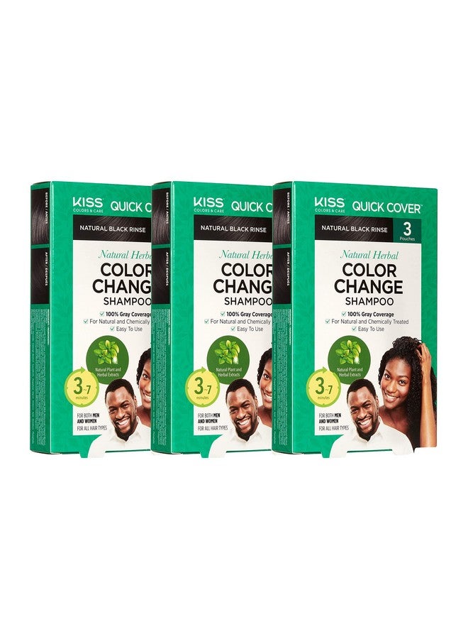 Red by Kiss KISS Quick Cover Natural Herbal Color Change Shampoo 3 Pouches (3 PACK, Natural Black) - Image 1