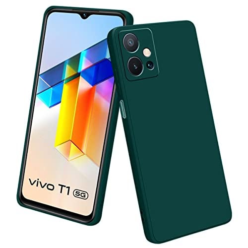 LIRAMARK Silicone Soft Back Cover Case for Vivo T1 5G / Vivo Y75 5G / iQOO Z6 5G / Vivo Y55 5G (Green) - Image 1