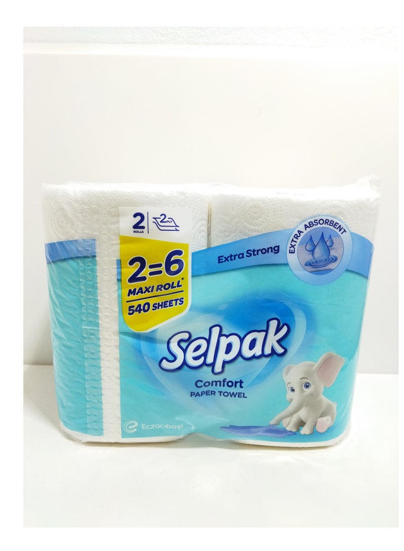 سيلباك مناديل ورقية كومفورت ماكسي 2 رول 540 ورقة - Image 2