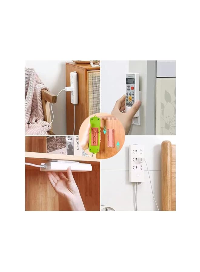Green Tiger 4 Pcs Adhesive Power Strip Holder Cable Clips Punch-Free Plug Wall Fixer Self Adhesive Socket Organizer Desktop Fixer, Cable Management for Kitchen, Home And Office - Image 4