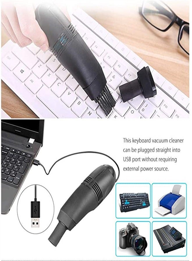 Goolsky مكنسة كهربائية صغيرة اتصال USB مكنسة لوحة المفاتيح لجهاز الكمبيوتر المحمول المكتبي (أسود) - Image 1