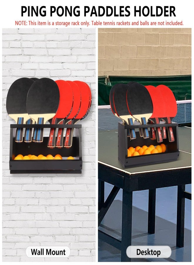 Onemacc Ping Pong Paddle Holder, Ping Pong Paddle Storage Rack Hold 8 Rackets, 2-in-1 Wall Mount & Countertop Table Tennis Holder for Garage, Game Room, Bar and Men Cave, Black - Image 3