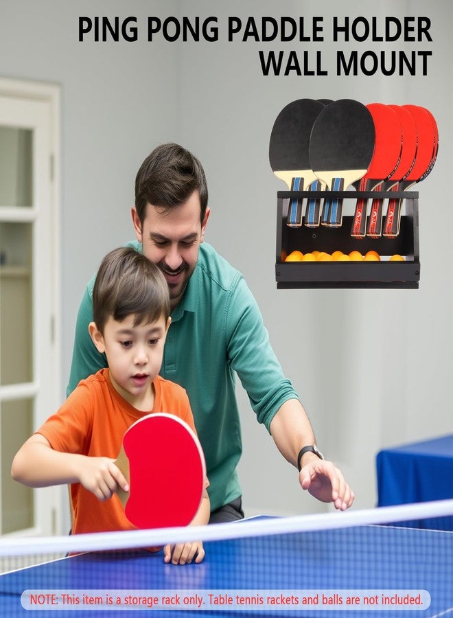 Onemacc Ping Pong Paddle Holder, Ping Pong Paddle Storage Rack Hold 8 Rackets, 2-in-1 Wall Mount & Countertop Table Tennis Holder for Garage, Game Room, Bar and Men Cave, Black - Image 5