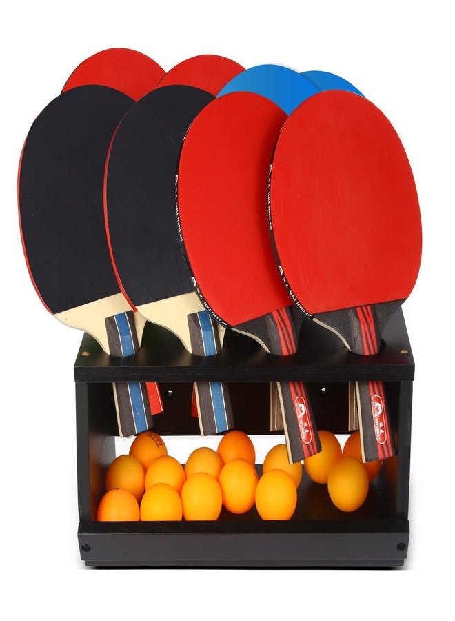 Onemacc Ping Pong Paddle Holder, Ping Pong Paddle Storage Rack Hold 8 Rackets, 2-in-1 Wall Mount & Countertop Table Tennis Holder for Garage, Game Room, Bar and Men Cave, Black - Image 1