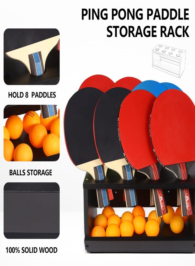 Onemacc Ping Pong Paddle Holder, Ping Pong Paddle Storage Rack Hold 8 Rackets, 2-in-1 Wall Mount & Countertop Table Tennis Holder for Garage, Game Room, Bar and Men Cave, Black - Image 4