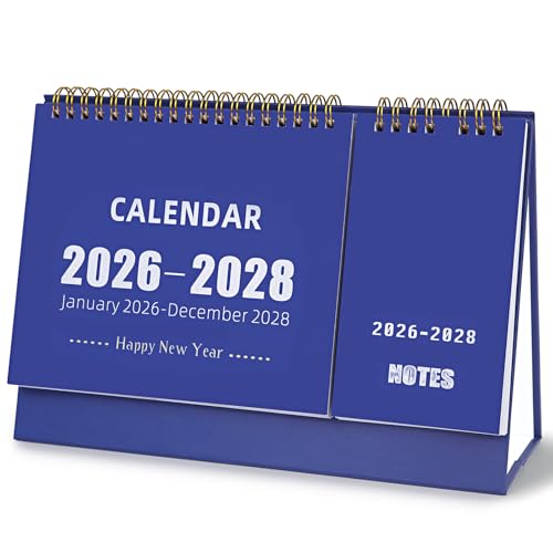 ZEEYUAN 2026-2028 (3 Years) Desktop Calendar Small Flip Calendar Standing Office Home Desktop, Small Desk Calendar from Jan 2026 to Dec 2028, Desk Calender with Writing Notepads Monthly Planner To-Do List - Image 1