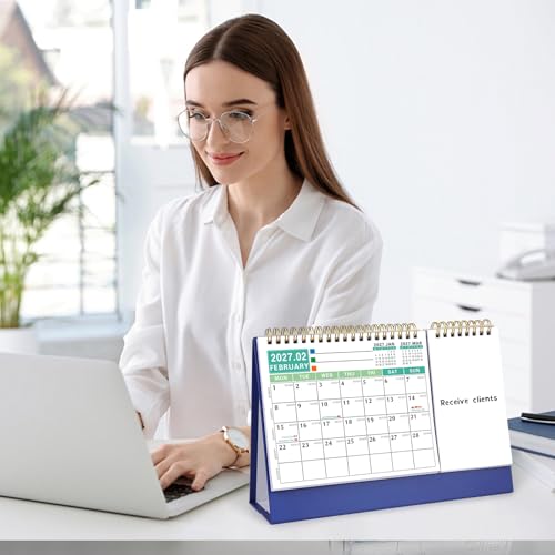 ZEEYUAN 2026-2028 (3 Years) Desktop Calendar Small Flip Calendar Standing Office Home Desktop, Small Desk Calendar from Jan 2026 to Dec 2028, Desk Calender with Writing Notepads Monthly Planner To-Do List - Image 3