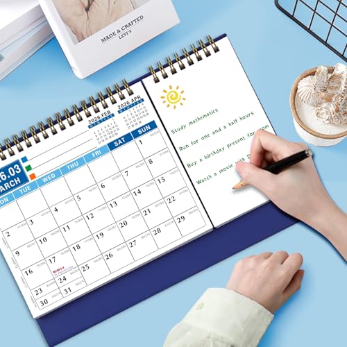 ZEEYUAN 2026-2028 (3 Years) Desktop Calendar Small Flip Calendar Standing Office Home Desktop, Small Desk Calendar from Jan 2026 to Dec 2028, Desk Calender with Writing Notepads Monthly Planner To-Do List - Image 4
