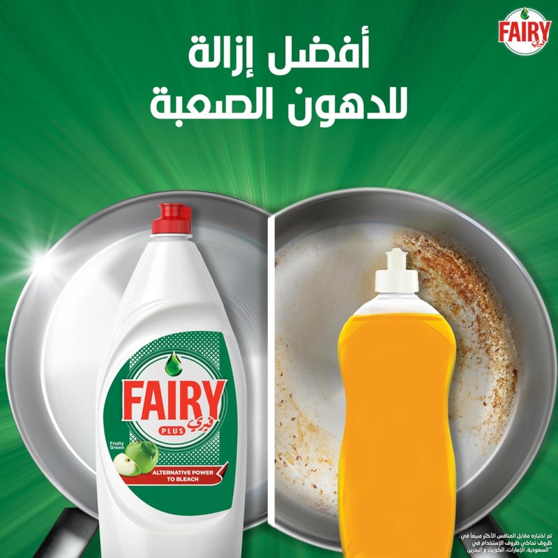 Plus Fruity Green Dishwashing Liquid Soap With Alternative Power To Bleach, 1L packaging may vary - Image 2