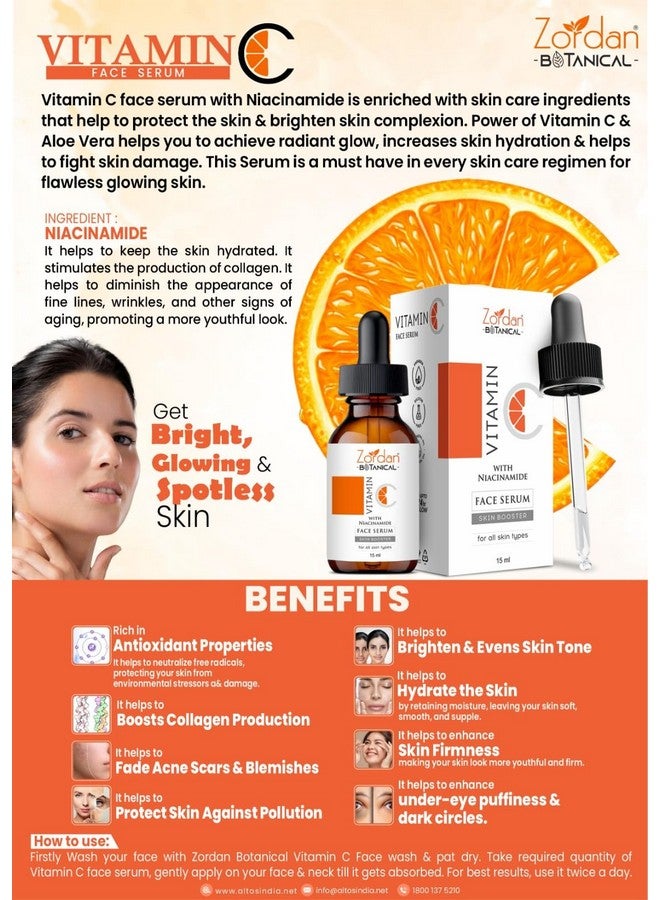 Zordan Vitamin C Face Serum with Niacinamide for Skin Booster & Glowing Skin, Unisex (60 ml) - Image 5