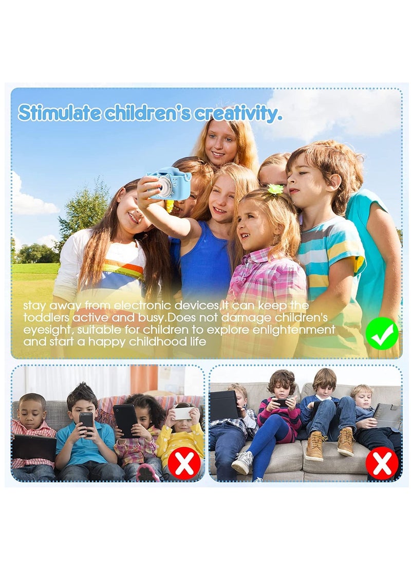 Mini Camera Toys Kids Digital Cute Cat X5S Camera 1080P Video Camera 2000W Dual Lens with 32G Card USB Card Reader Gift for Boys Girls (Blue) - Image 5
