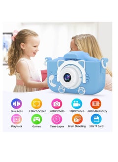 Mini Camera Toys Kids Digital Cute Cat X5S Camera 1080P Video Camera 2000W Dual Lens with 32G Card USB Card Reader Gift for Boys Girls (Blue) - pzsku/Z0212999CB868F4F210A8Z/45/_/1738822095/9d232941-d523-4289-996c-3db63e6e32a5