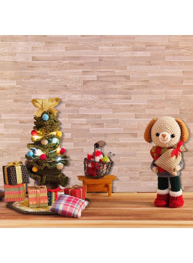 FOBSME 12 Sheets Miniature Dollhouse Wallpaper and Flooring Mini Dollhouse Floorboards Wall Paper Self-Adhesive Flooring Wall Tiles 8.27 x 11.69 Inch Mini DIY Dollhouses Accessories, Natural Style - Image 5