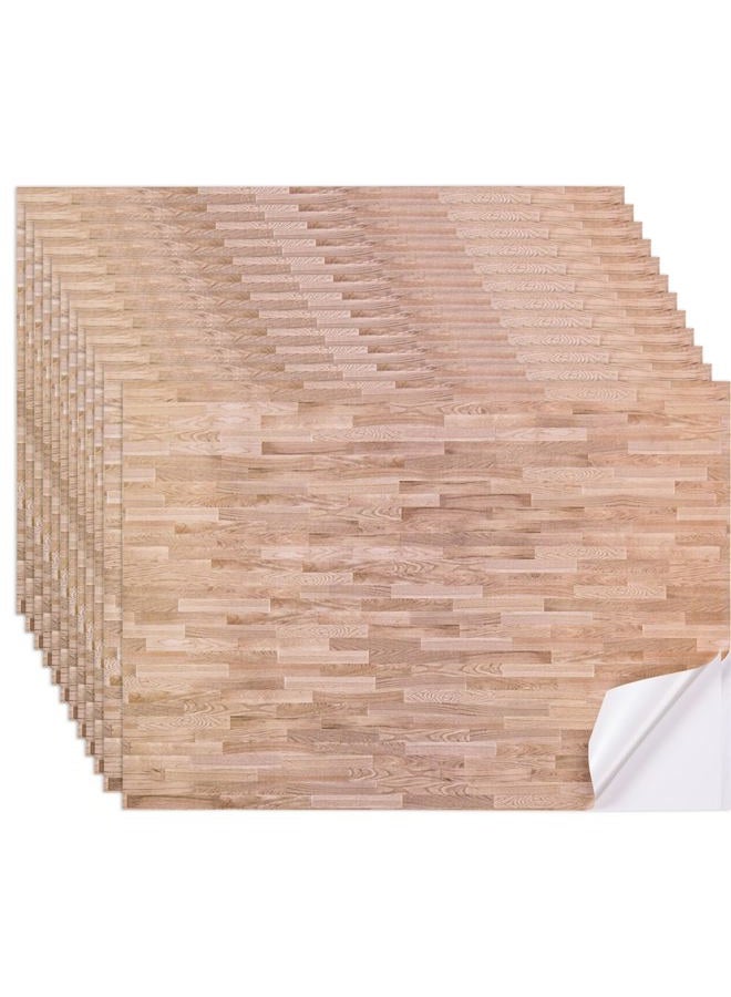 FOBSME 12 Sheets Miniature Dollhouse Wallpaper and Flooring Mini Dollhouse Floorboards Wall Paper Self-Adhesive Flooring Wall Tiles 8.27 x 11.69 Inch Mini DIY Dollhouses Accessories, Natural Style - Image 1
