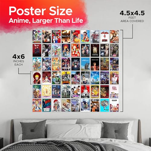 CodersParadise Anime Wall Collage Kit – 54 PCS 4×6" Self-Adhesive Posters | Aesthetic Multicolor Anime Art Prints for Bedroom, Study & Dorm Room Décor - Image 3