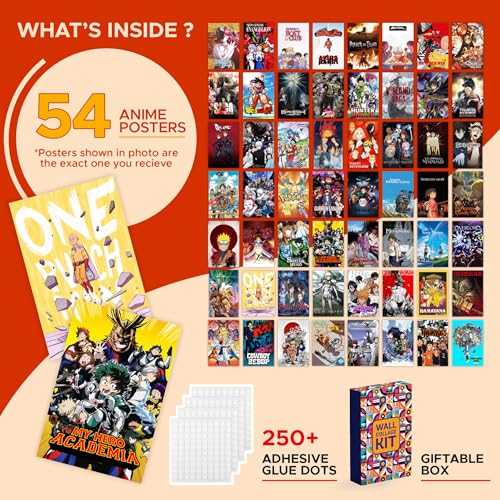 CodersParadise Anime Wall Collage Kit – 54 PCS 4×6" Self-Adhesive Posters | Aesthetic Multicolor Anime Art Prints for Bedroom, Study & Dorm Room Décor - Image 2