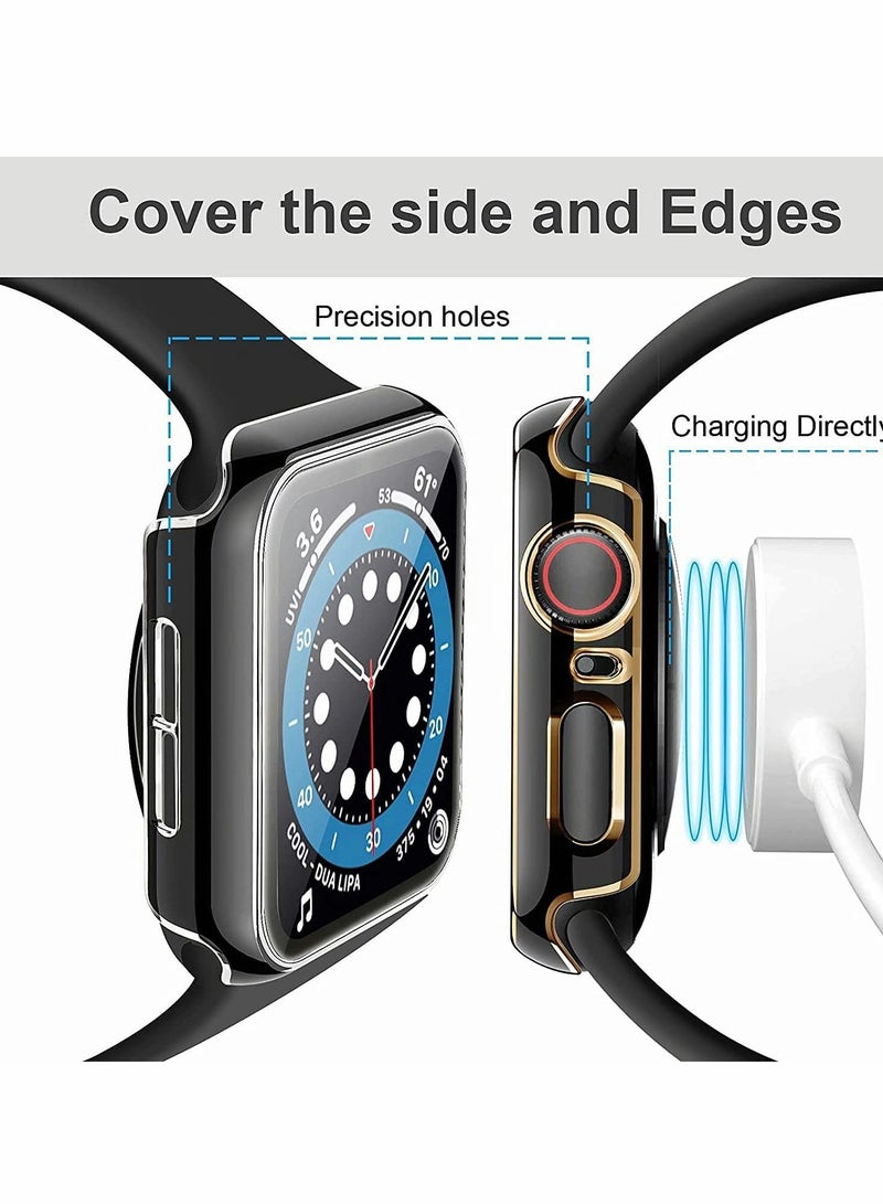 Excefore 2Pcs Case Compatible with Apple Watch 44mm 40mm , Bumper Built in Tempered Glass Screen Protector, Protective Cover for iWatch Series SE 6 5 4 Women Men (40mm) - Image 3