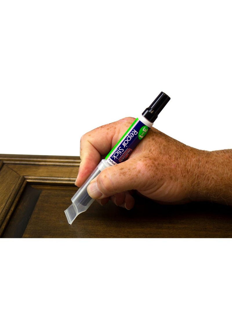 Mohawk Finishing Products Mohawk 3 in 1 Repair Stik True Brown M319 3006B, All in One Solution for Wood and Furniture Scratches, Touch Up Marker Pen, Wood Filler Putty, Levelling Cap - Image 2
