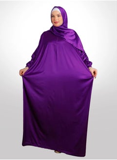 Zmurud Practical plain silky satin prayer dress with headscarf from zmurud fashion  - Image 1