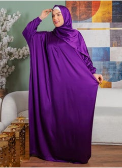 Zmurud Practical plain silky satin prayer dress with headscarf from zmurud fashion  - Image 3