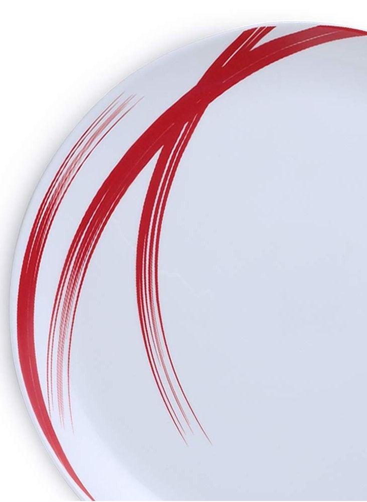 British Chef 21 Pieces Opalware Dinner Sets- Microwave & Dishwasher Safe- Red Stella Dinnerware Set with 6-Piece Full Plate/6-Piece Side Plate/6-Piece Vegetable Bowl/2-Piece Serving Bowl/1Piece Rice Plate- White  - Image 5