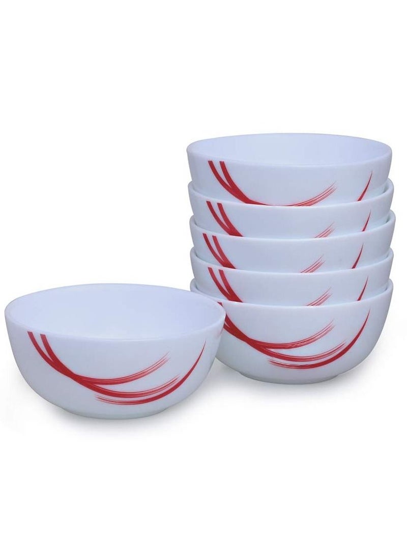 British Chef 21 Pieces Opalware Dinner Sets- Microwave & Dishwasher Safe- Red Stella Dinnerware Set with 6-Piece Full Plate/6-Piece Side Plate/6-Piece Vegetable Bowl/2-Piece Serving Bowl/1Piece Rice Plate- White  - Image 4