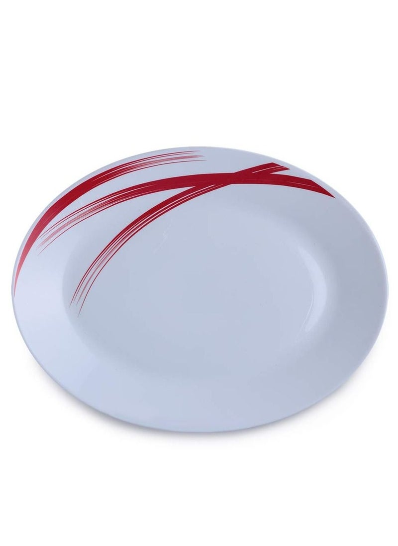 British Chef 21 Pieces Opalware Dinner Sets- Microwave & Dishwasher Safe- Red Stella Dinnerware Set with 6-Piece Full Plate/6-Piece Side Plate/6-Piece Vegetable Bowl/2-Piece Serving Bowl/1Piece Rice Plate- White  - Image 3