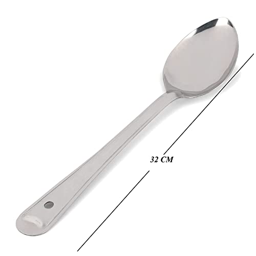 PUTHAK Kitchen Tools Stainless Steel Heavy Gauge Non-Stick 4 Piece Set of Ladle (Karchhi), Skimmer (Jhara), Solid Spoon (Chamcha) and Slotted Turner/Spatula (Palta) for Cooking/Frying/Stirring/Basting - Image 4