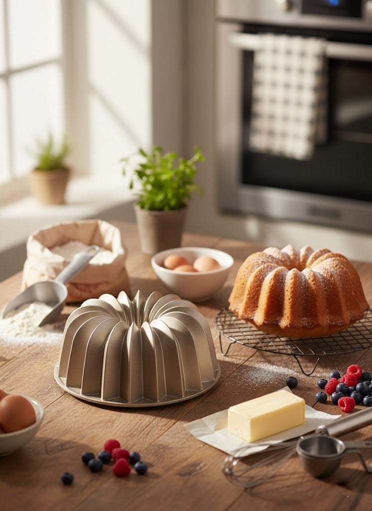 PROCILA Aluminium Granite Non-Stick French Wreath Mould Pan Beige 24cm - Image 1