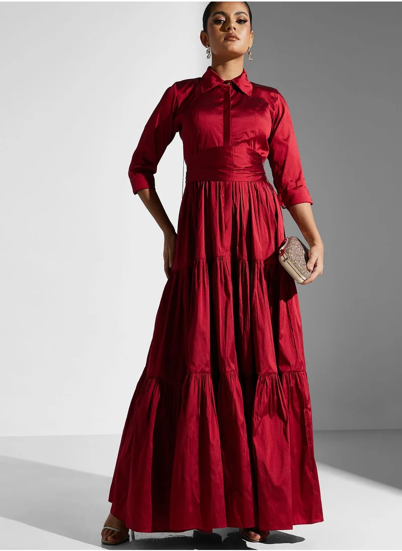 Namshi X Zena Louay Zena Louay Tiered Shirt Dress