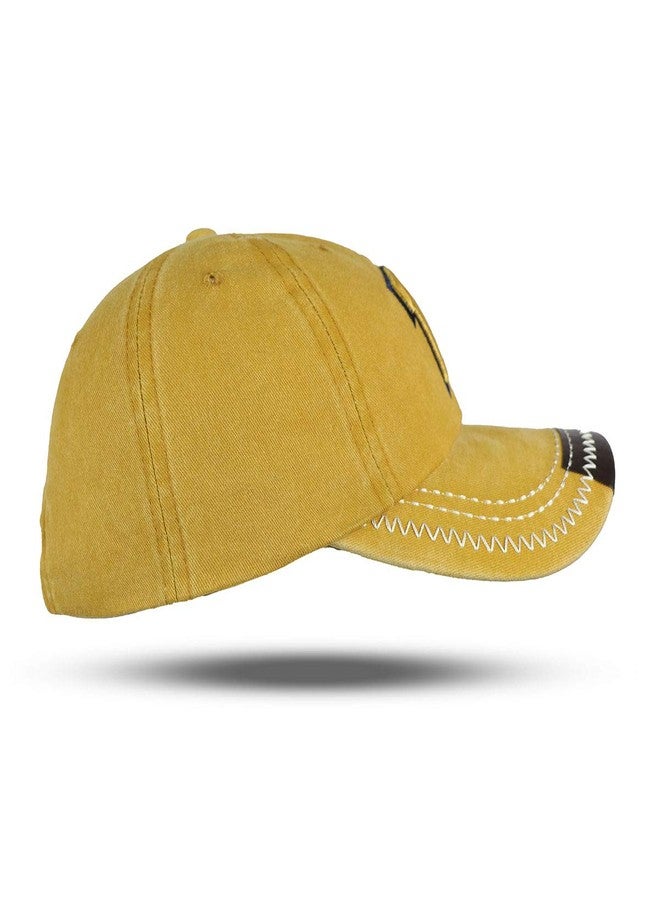 iSWEVEN Men's Cotton Baseball Cap Adjustable Buckle Closure Dad Hat Sports Golf W Cap (5069E, Yellow) - Image 2