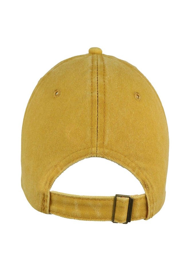 iSWEVEN Men's Cotton Baseball Cap Adjustable Buckle Closure Dad Hat Sports Golf W Cap (5069E, Yellow) - Image 3