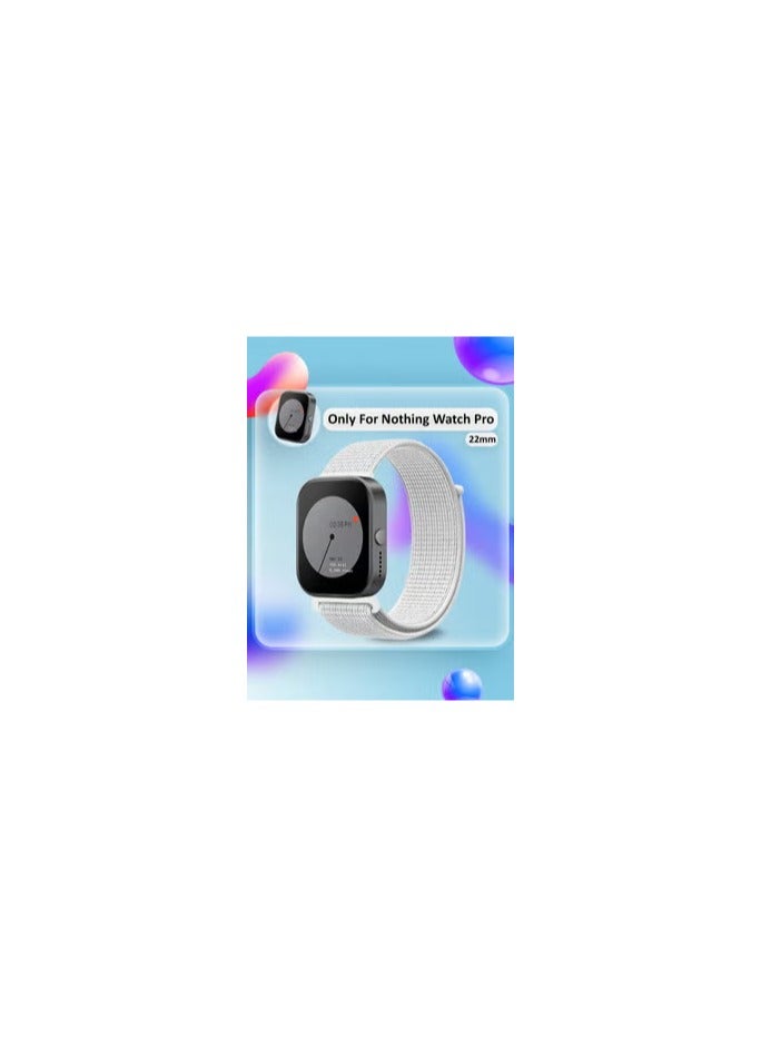 CATANES (for Nothing Watch Pro 22mm) Nylon Strap,Quick Release Bands for Women Men Sport Wristband Strap Dusty White - Image 2